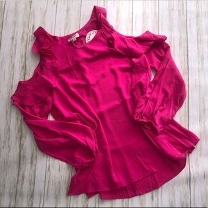 Hot Pink Cold Shoulder Top